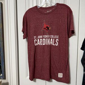 St John Fisher College Cardinals T Shirt Mens Medium Retro Brand Red Heather